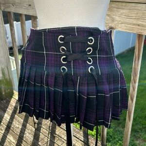 Folter Purple plaid pleated mini